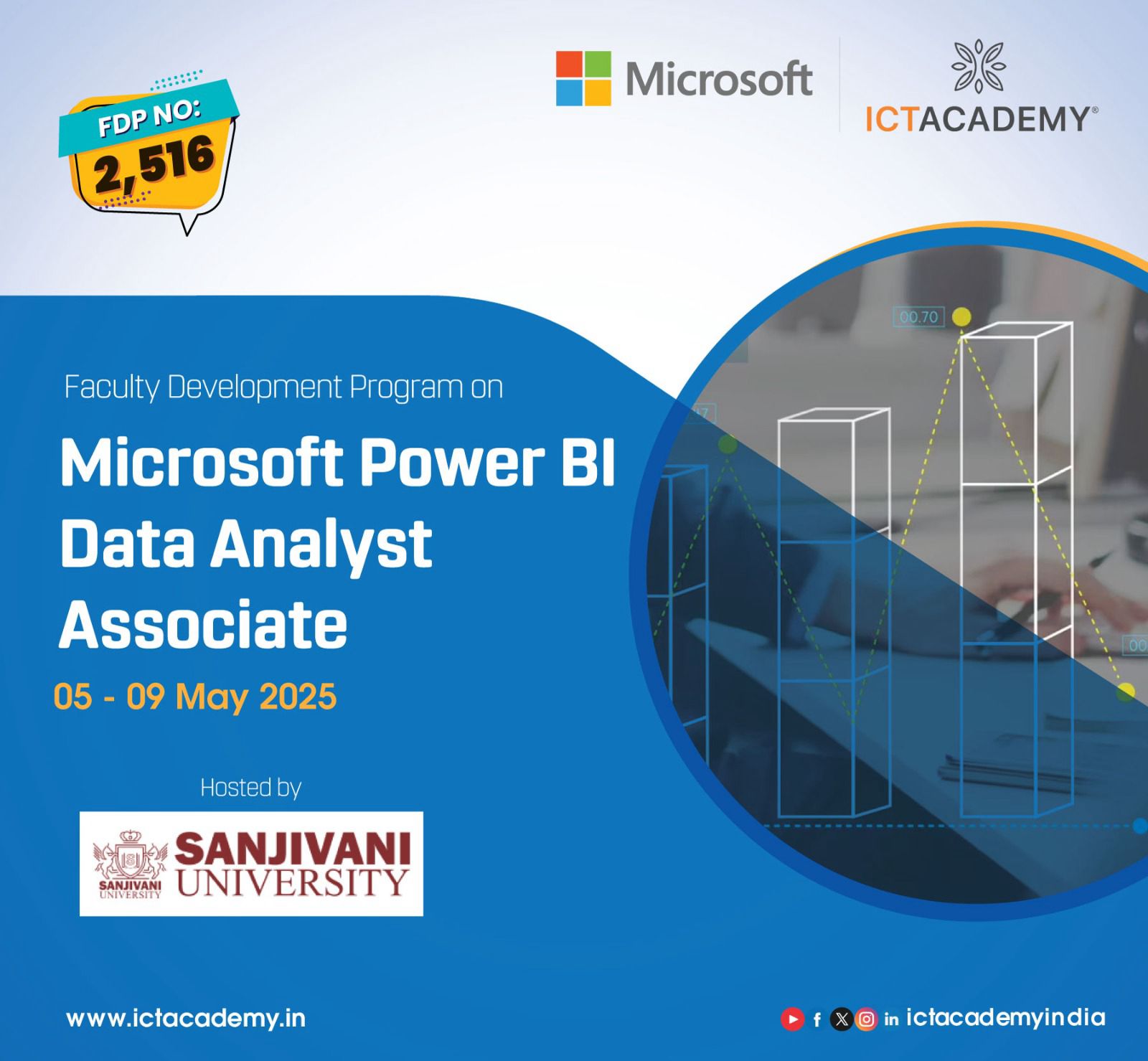School of Engineering & Technology, Sanjivani University, in association with ICT Academy, is hosting a 5-Day Offline FDP on